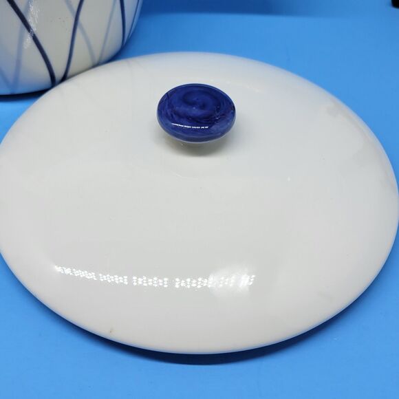 Lyngby Porcelain Dan-lld lldfast Denmark Blue Harlequin Flame 7" X 3 1/4" Pot - Picture 5 of 10